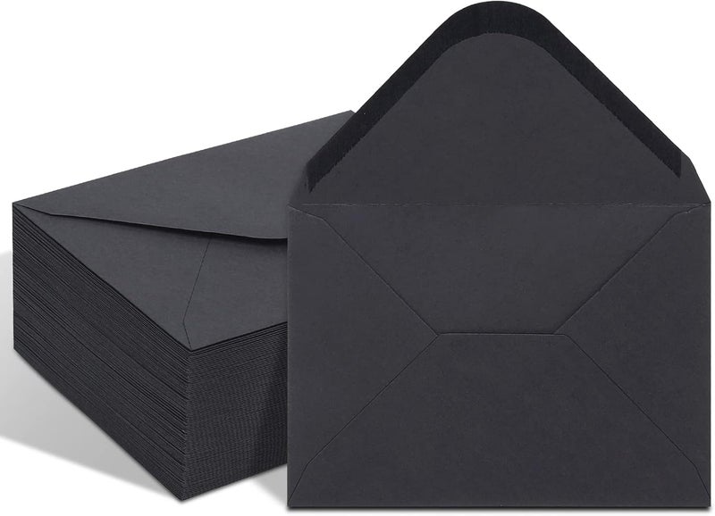 Keketer 100 Pack Black 4x6 Envelopes, Contour Flap A4 Envelopes for Engagement Invites, Weddings Invitation, announcements, Baby shower, Perfect for RSVP Card 120gsm, 4.5 x 6.4 Inches - 100% Recycled - Image 1
